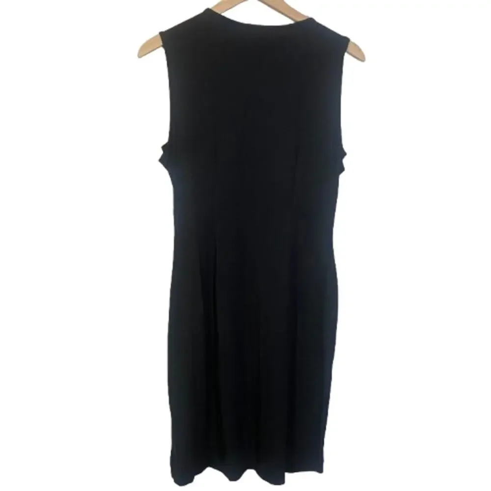 Talbots NWT Black Faux Wrap Sleeveless Dress Lightweight Rayon Blend Sz M